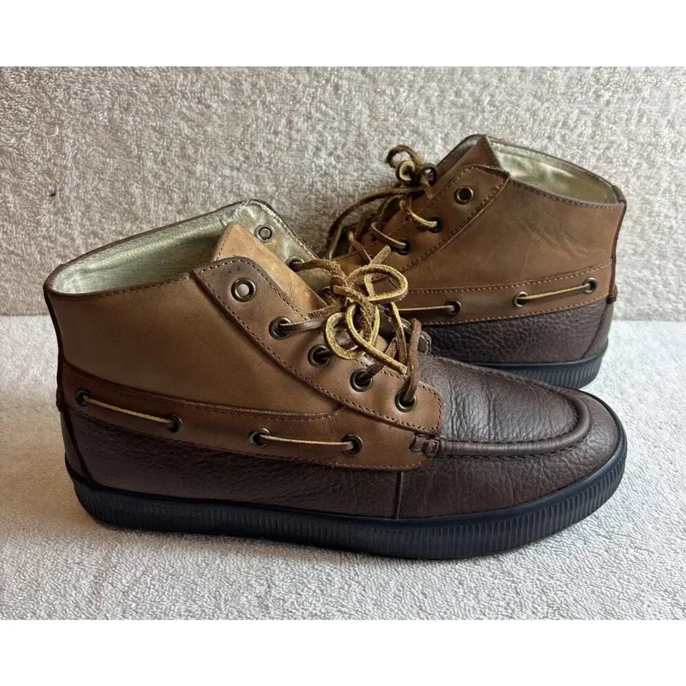 Men’s POLO RALPH LAUREN DELMONT ANKLE BOOT LEATHER LACE UP BROWN SIZE 8 D